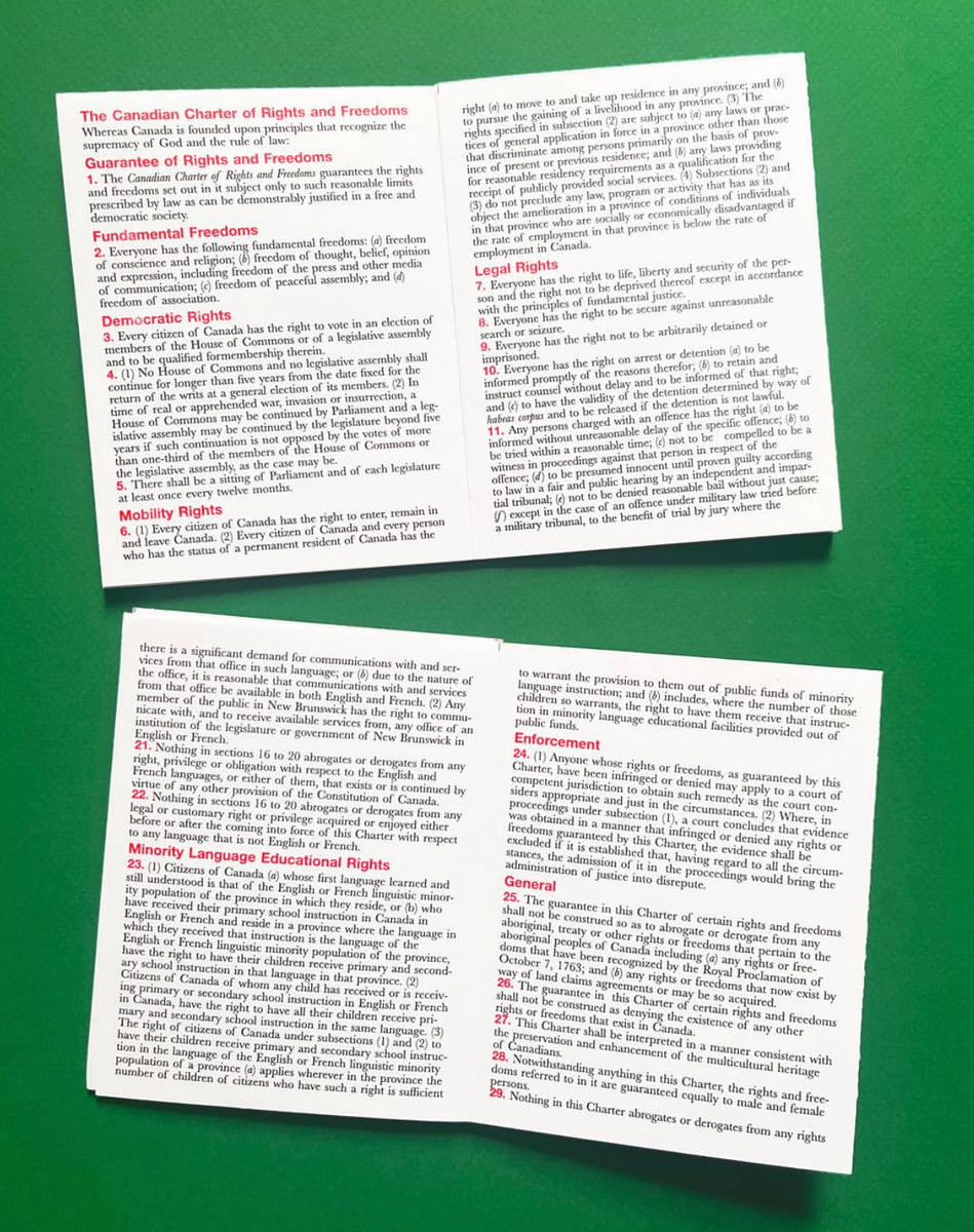 The Pocket Canadian Charter of Rights and Freedoms – TYPE Books
