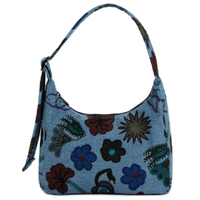 Mini Nylon Shoulder Bag: Digital Denim Birds