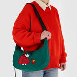 Medium Nylon Crescent Bag: Snoopy & Woodstock