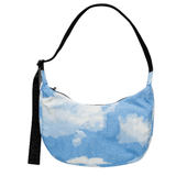 Medium Nylon Crescent Bag: Clouds