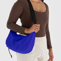 Medium Nylon Crescent Bag: Lapis