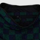 Medium Nylon Crescent Bag: Navy Green Check