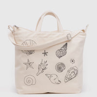 Horizontal Zip Duck Bag: Embroidered Shells