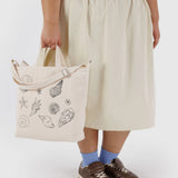 Horizontal Zip Duck Bag: Embroidered Shells