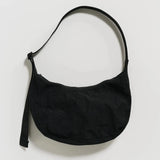 Medium Nylon Crescent Bag: Black