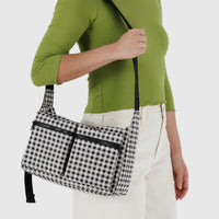 Medium Cargo Crossbody: Black & White Gingham