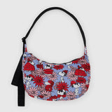 Medium Nylon Crescent Bag: Floral Snoopy