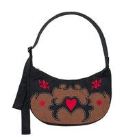 Medium Nylon Crescent Bag: Western Appliqué