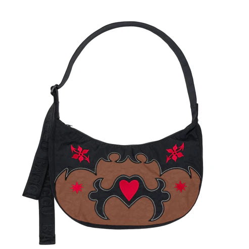 Medium Nylon Crescent Bag: Western Appliqué
