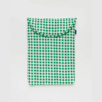 Puffy Laptop Sleeve 16": Green Gingham