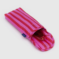 Puffy Glasses Sleeve: Pink & Red Painted Stripe