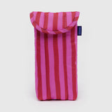 Puffy Glasses Sleeve: Pink & Red Painted Stripe