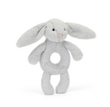 Bashful Grey Bunny Ring Rattle