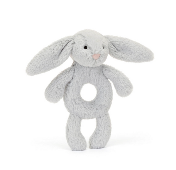 Bashful Grey Bunny Ring Rattle