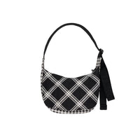 Small Nylon Crescent Bag: Mixed Plaid