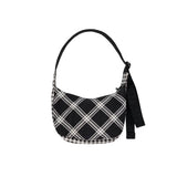 Small Nylon Crescent Bag: Mixed Plaid