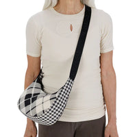 Small Nylon Crescent Bag: Mixed Plaid