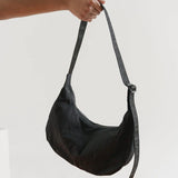 Medium Nylon Crescent Bag: Black