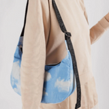 Medium Nylon Crescent Bag: Clouds